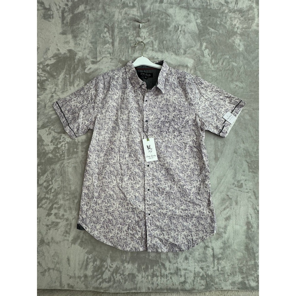 Dirty Laundry Mens Short‎ Sleeve Button Up Shirt Purple Floral Print Size XL
